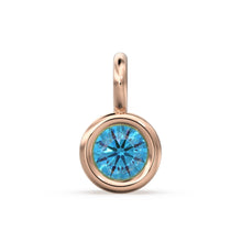 Load image into Gallery viewer, Blue Topaz Round Diamond Bezel Charm 8mm Pendant / 14k 18k Solid Gold Pendant / Diamond Pendant / Solitaire Diamond Charm - Jalvi &amp; Co.