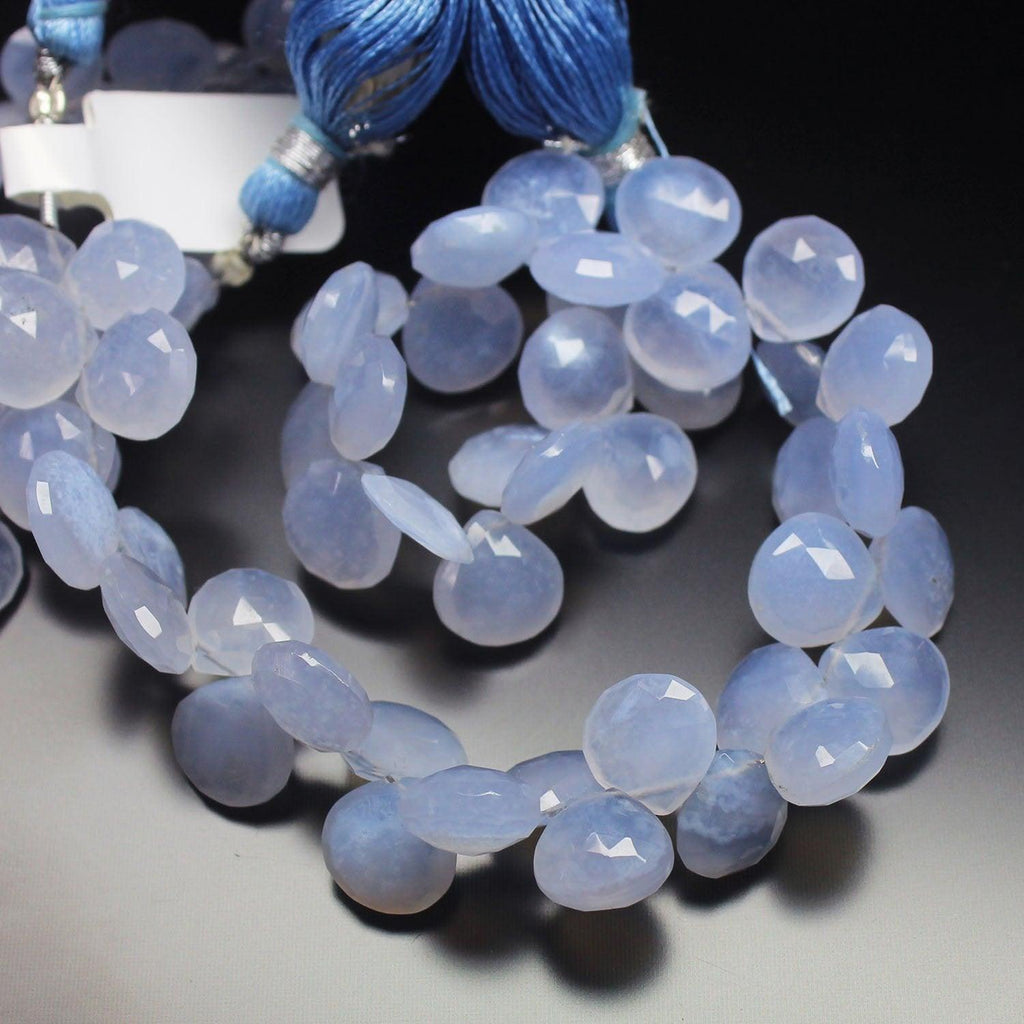 Blue Turk Chalcedony Faceted Heart Drops Gemstone Loose Beads Strand 9mm 8" - Jalvi & Co.