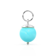 Load image into Gallery viewer, Blue Turquoise Round Ball Bead Solid Gold Charm / Blue Gemstone Handmade Gold Pendant / 1pc 14k Solid Yellow Gold Jewelry Making Findings - Jalvi &amp; Co.