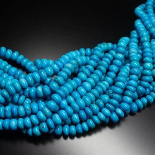 Blue Turquoise Smooth Plain Rondelle Gemstone Loose Beads Strand 9