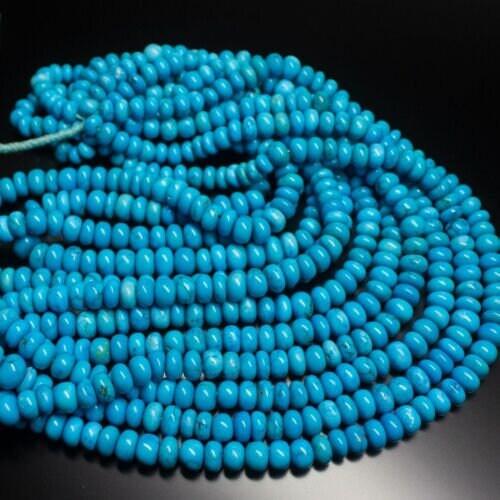 Blue Turquoise Smooth Plain Rondelle Gemstone Loose Beads Strand 9