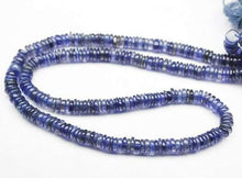 Load image into Gallery viewer, Blue Water Sapphire Iolite Smooth Tyre Wheel Polished Beads Strand 10&quot; 4mm 5mm - Jalvi &amp; Co.