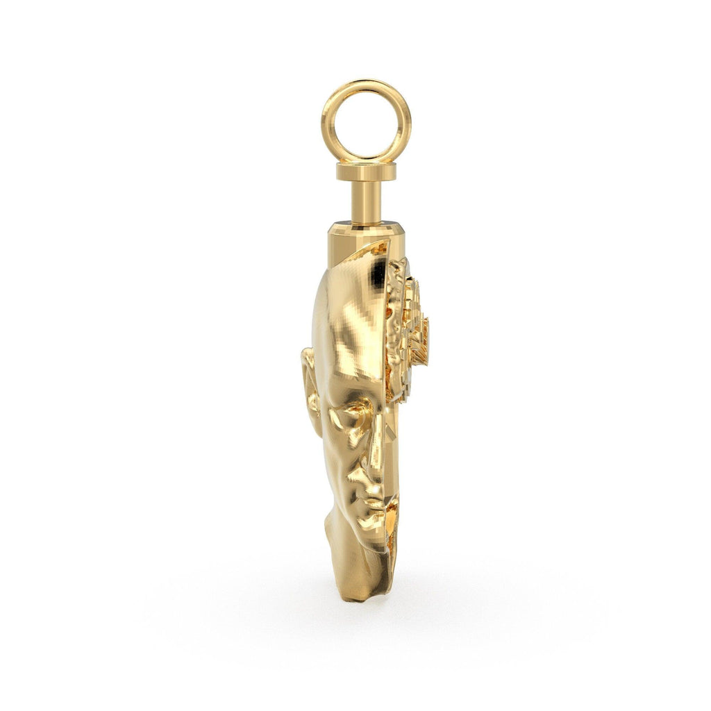 Brain Gears 18k Solid Gold Charm Pendant, 14k Face Gold Charm, Gold Charm Finding, Men Intelligent Smart Person Solid Gold Pendant - Jalvi & Co.