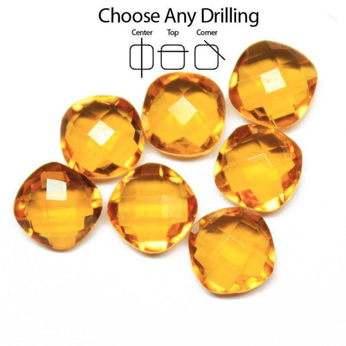 Brandy Citrine Quartz Faceted Cushion Beads 8mm 10pc - Jalvi & Co.