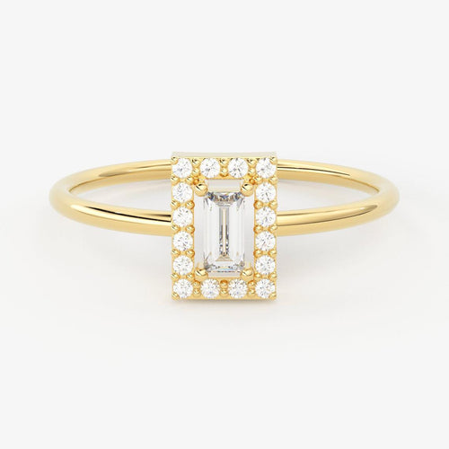 Brilliant Diamond Band in 14k Gold / Baguette Diamond Ring / Gold Band White Diamond Ring / Engagement Ring - Jalvi & Co.