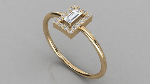 Brilliant Diamond Band in 14k Gold / Baguette Diamond Ring / Gold Band White Diamond Ring / Engagement Ring - Jalvi & Co.