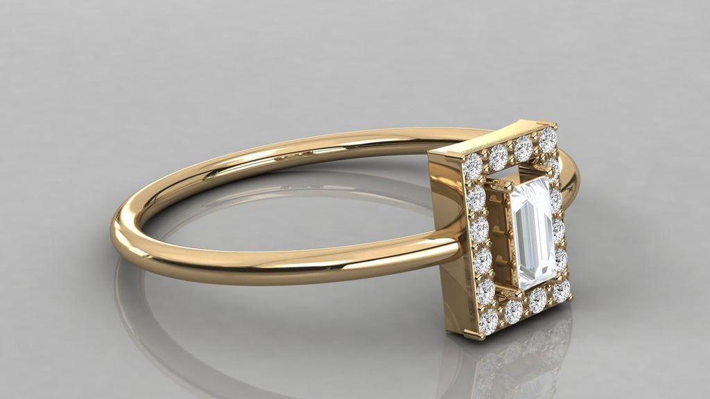 Brilliant Diamond Band in 14k Gold / Baguette Diamond Ring / Gold Band White Diamond Ring / Engagement Ring - Jalvi & Co.