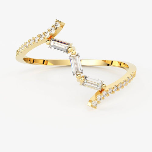 Brilliant Diamond Band in 14k Gold / Baguette Diamond Ring / Gold Band White Diamond Ring / Genuine Diamond Wedding Band - Jalvi & Co.