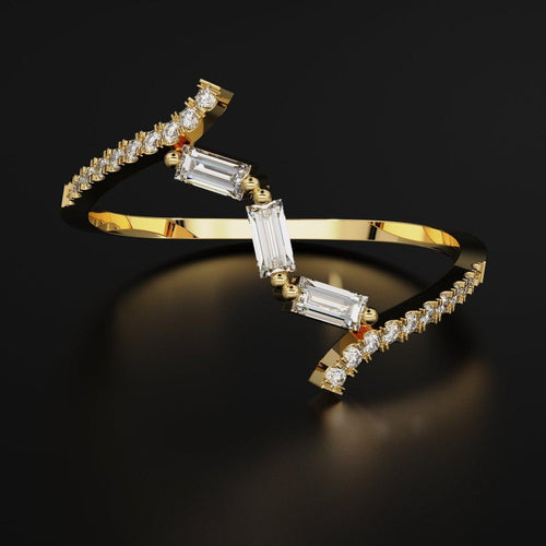 Brilliant Diamond Band in 14k Gold / Baguette Diamond Ring / Gold Band White Diamond Ring / Genuine Diamond Wedding Band - Jalvi & Co.