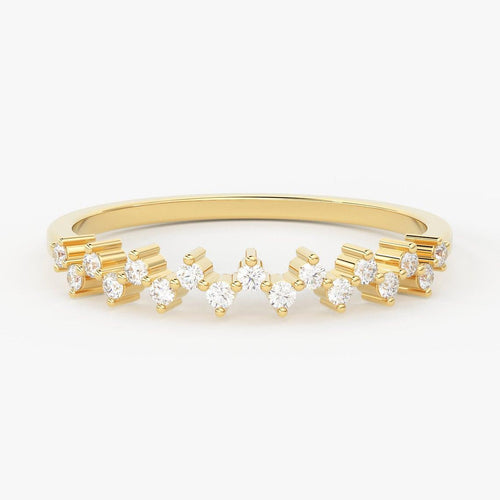 Brilliant Diamond Band in 14k Gold / Cluster Diamond Ring / Gold Band White Diamond Ring / Diamond Wedding Band - Jalvi & Co.