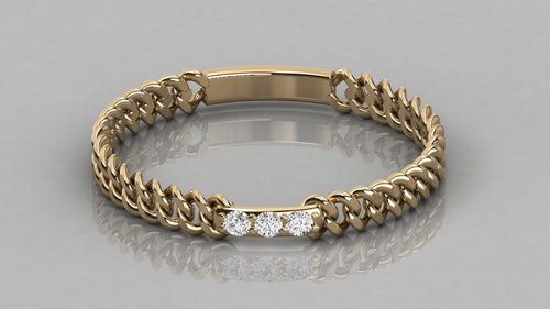 Brilliant Diamond Band in 14k Gold / Cuban Link Diamond Ring / Gold Band White Diamond Ring / Link Diamond Wedding Band - Jalvi & Co.