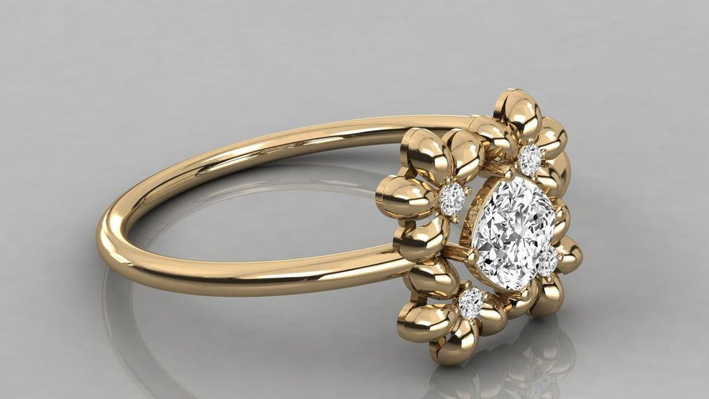 Brilliant Diamond Band in 14k Gold / Cushion Diamond Ring / Gold Band White Diamond Ring / Diamond Wedding Band - Jalvi & Co.