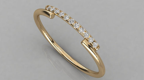 Brilliant Diamond Band in 14k Gold / Diamond Bar Ring / Gold Band White Diamond Ring / Diamond Wedding Band - Jalvi & Co.