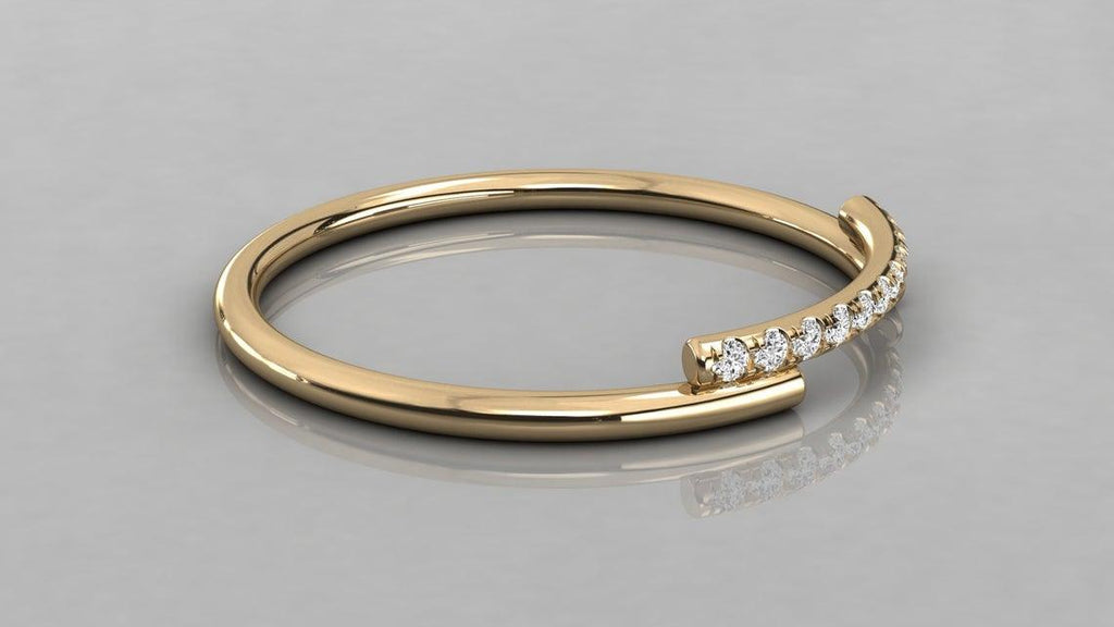 Brilliant Diamond Band in 14k Gold / Diamond Bar Ring / Gold Band White Diamond Ring / Diamond Wedding Band - Jalvi & Co.