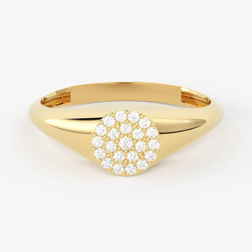 Brilliant Diamond Band in 14k Gold / Diamond Pinky Ring / Round Gold Band White Diamond Ring / Promise Ring - Jalvi & Co.