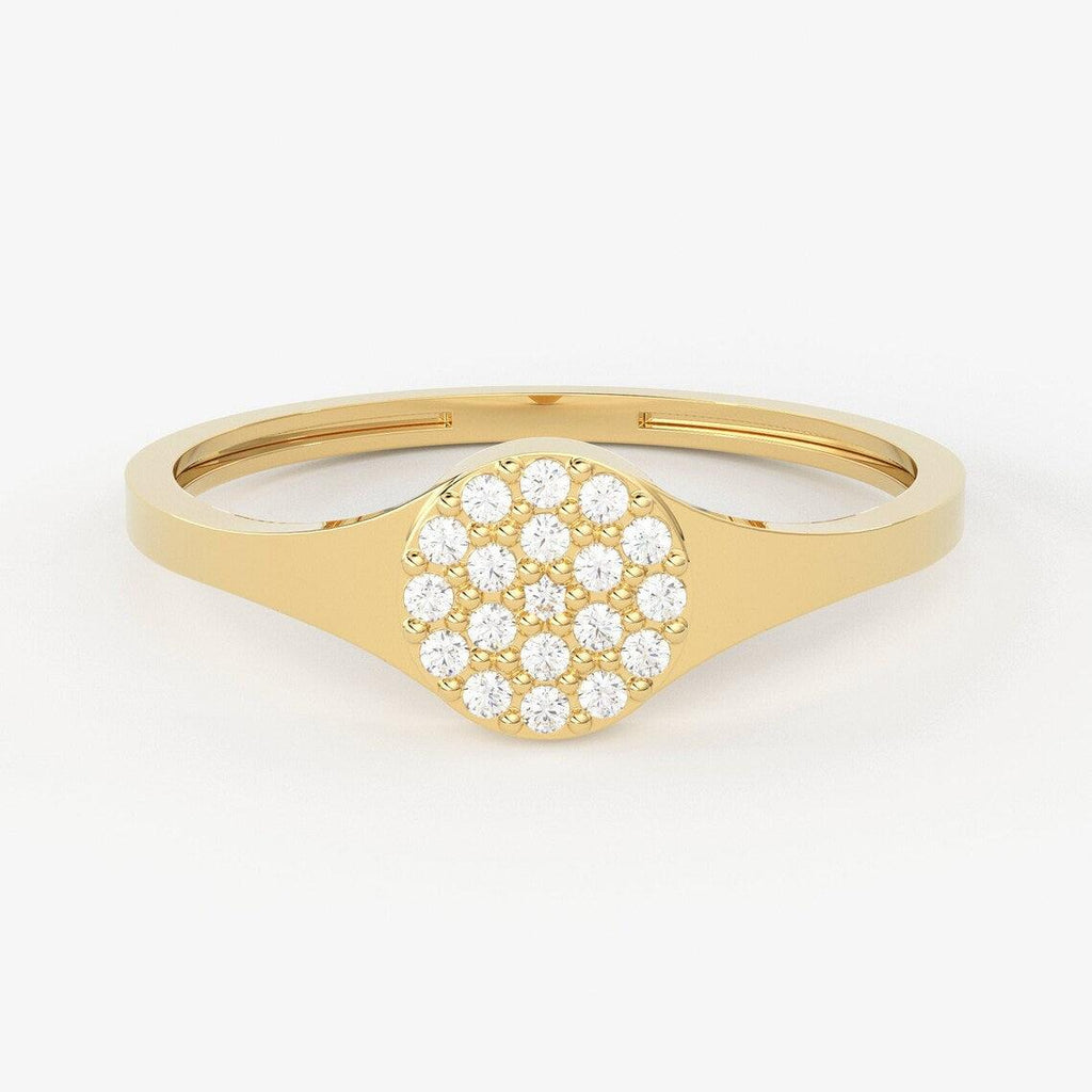 Brilliant Diamond Band in 14k Gold / Diamond Pinky Ring / Round Gold Band White Diamond Ring / Promise Ring - Jalvi & Co.