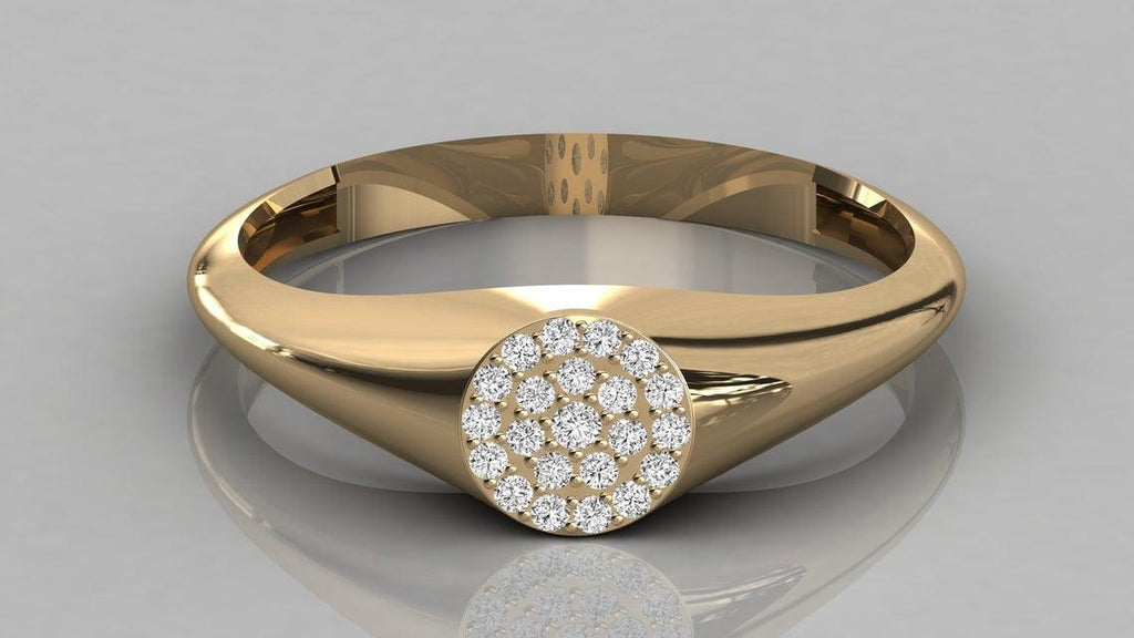 Brilliant Diamond Band in 14k Gold / Diamond Pinky Ring / Round Gold Band White Diamond Ring / Promise Ring - Jalvi & Co.