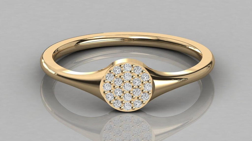 Brilliant Diamond Band in 14k Gold / Diamond Pinky Ring / Round Gold Band White Diamond Ring / Promise Ring - Jalvi & Co.