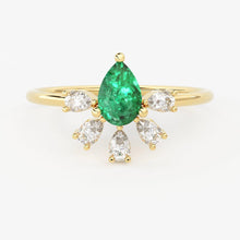 Load image into Gallery viewer, Brilliant Diamond Band in 14k Gold / Emerald Diamond Ring / Gold Band White Diamond Ring / Genuine Diamond Wedding Band - Jalvi &amp; Co.