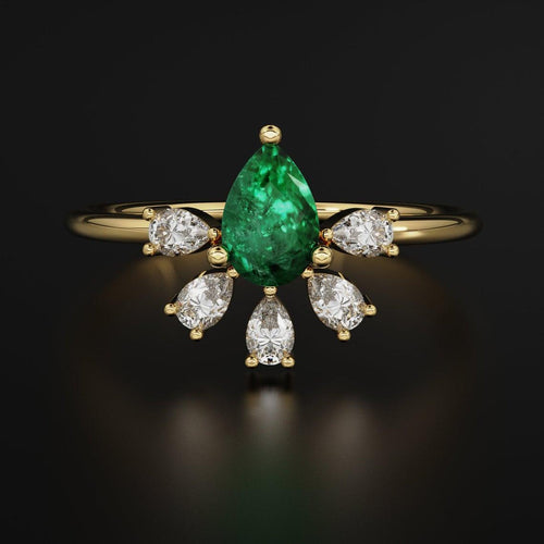 Brilliant Diamond Band in 14k Gold / Emerald Diamond Ring / Gold Band White Diamond Ring / Genuine Diamond Wedding Band - Jalvi & Co.