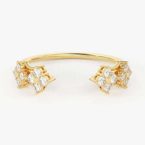 Brilliant Diamond Band in 14k Gold / Open Mouth Diamond Ring / Gold Band White Diamond Ring / Diamond Wedding Band - Jalvi & Co.