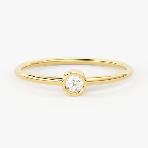 Brilliant Diamond Band in 14k Gold / Round Diamond Ring / Gold Band White Diamond Ring / Bezel Diamond Wedding Band - Jalvi & Co.