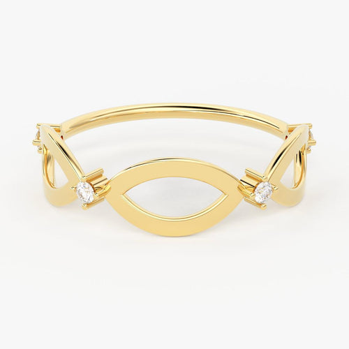 Brilliant Diamond Band in 14k Gold / Round Diamond Ring / Gold Band White Diamond Ring / Diamond Wedding Band - Jalvi & Co.