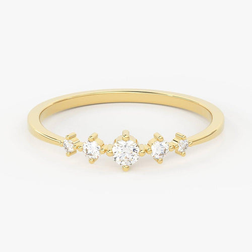 Brilliant Diamond Band in 14k Gold / Round Diamond Ring / Gold Band White Diamond Ring / Diamond Wedding Band - Jalvi & Co.