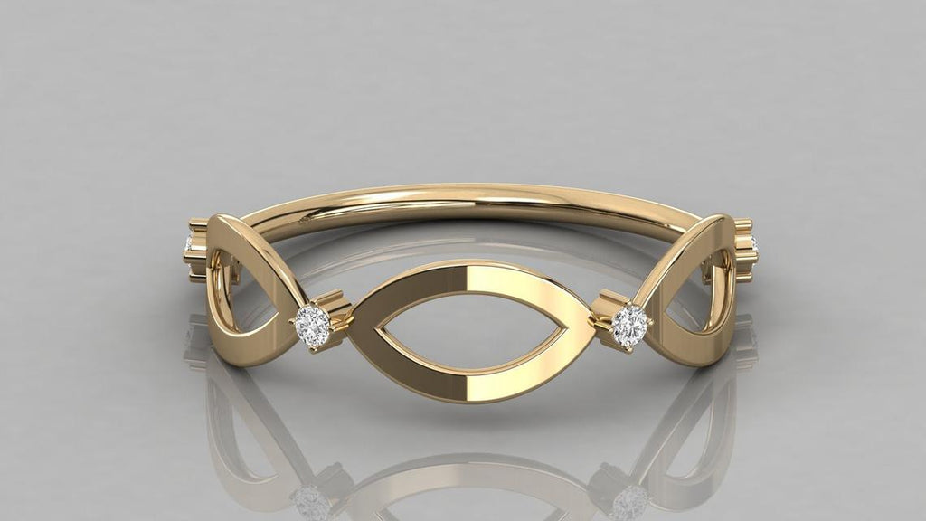 Brilliant Diamond Band in 14k Gold / Round Diamond Ring / Gold Band White Diamond Ring / Diamond Wedding Band - Jalvi & Co.