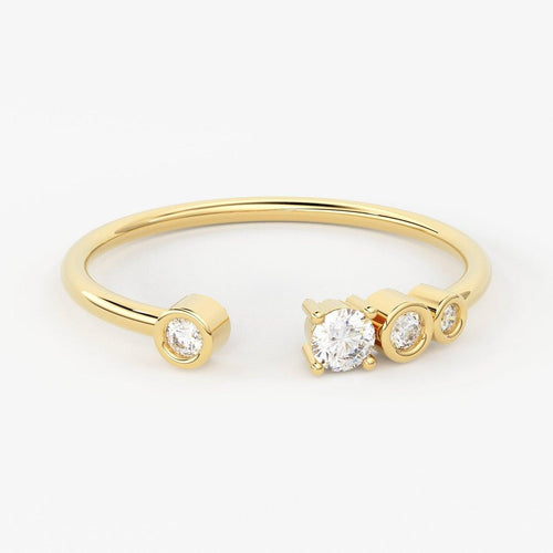 Brilliant Diamond Band in 14k Gold / Round Diamond Ring / Gold Band White Diamond Ring / Genuine Diamond Wedding Band - Jalvi & Co.