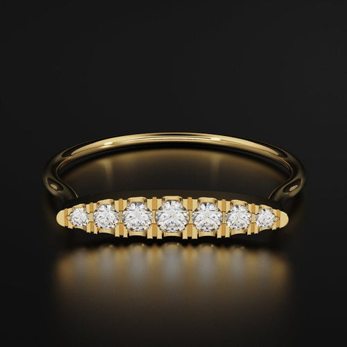 Brilliant Diamond Band in 14k Gold / Round Diamond Ring / Gold Band White Diamond Ring / Genuine Diamond Wedding Band - Jalvi & Co.