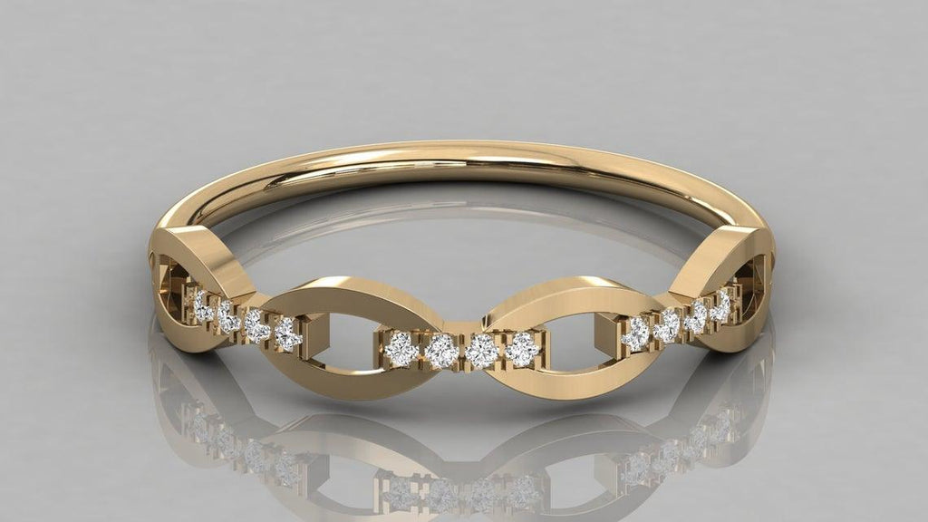 Brilliant Diamond Band in 14k Gold / Round Diamond Ring / Gold Band White Diamond Ring / Genuine Diamond Wedding Band - Jalvi & Co.