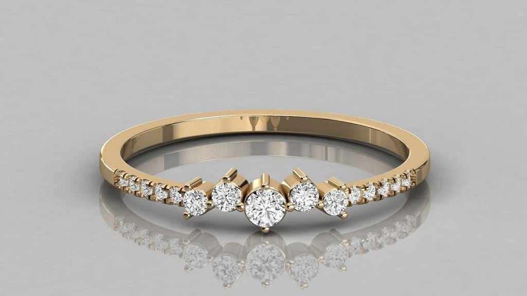 Brilliant Diamond Band in 14k Gold / Round Diamond Ring / Gold Band White Diamond Ring / Genuine Diamond Wedding Band - Jalvi & Co.