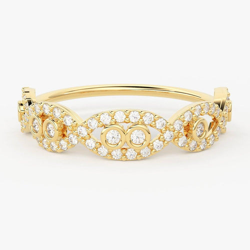 Brilliant Diamond Band in 14k Gold / Round Diamond Ring / Round Gold Band White Diamond Ring / Brilliant Diamond Wedding Band - Jalvi & Co.