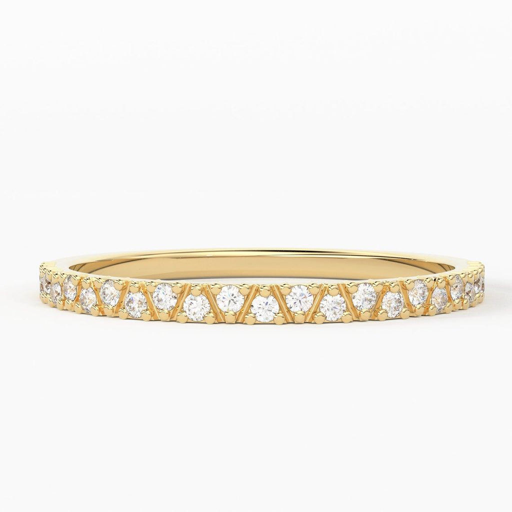 Brilliant Diamond Band in 14k Gold / Round Diamond Ring / Round Gold Band White Diamond Ring / Brilliant Diamond Wedding Band - Jalvi & Co.