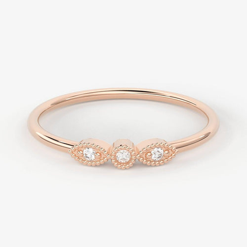 Brilliant Diamond Band in 14k Gold / Round Diamond Ring / Round Gold Band White Diamond Ring / Milgrain Diamond Wedding Band - Jalvi & Co.