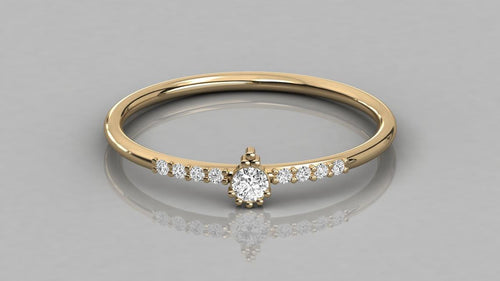 Brilliant Diamond Band in 14k Gold / Stackable Gold Ring / Gold Band White Diamond Ring / Pinky Diamond Ring - Jalvi & Co.