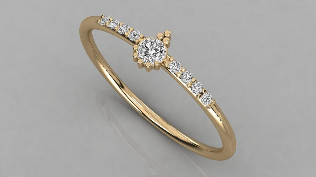 Brilliant Diamond Band in 14k Gold / Stackable Gold Ring / Gold Band White Diamond Ring / Pinky Diamond Ring - Jalvi & Co.