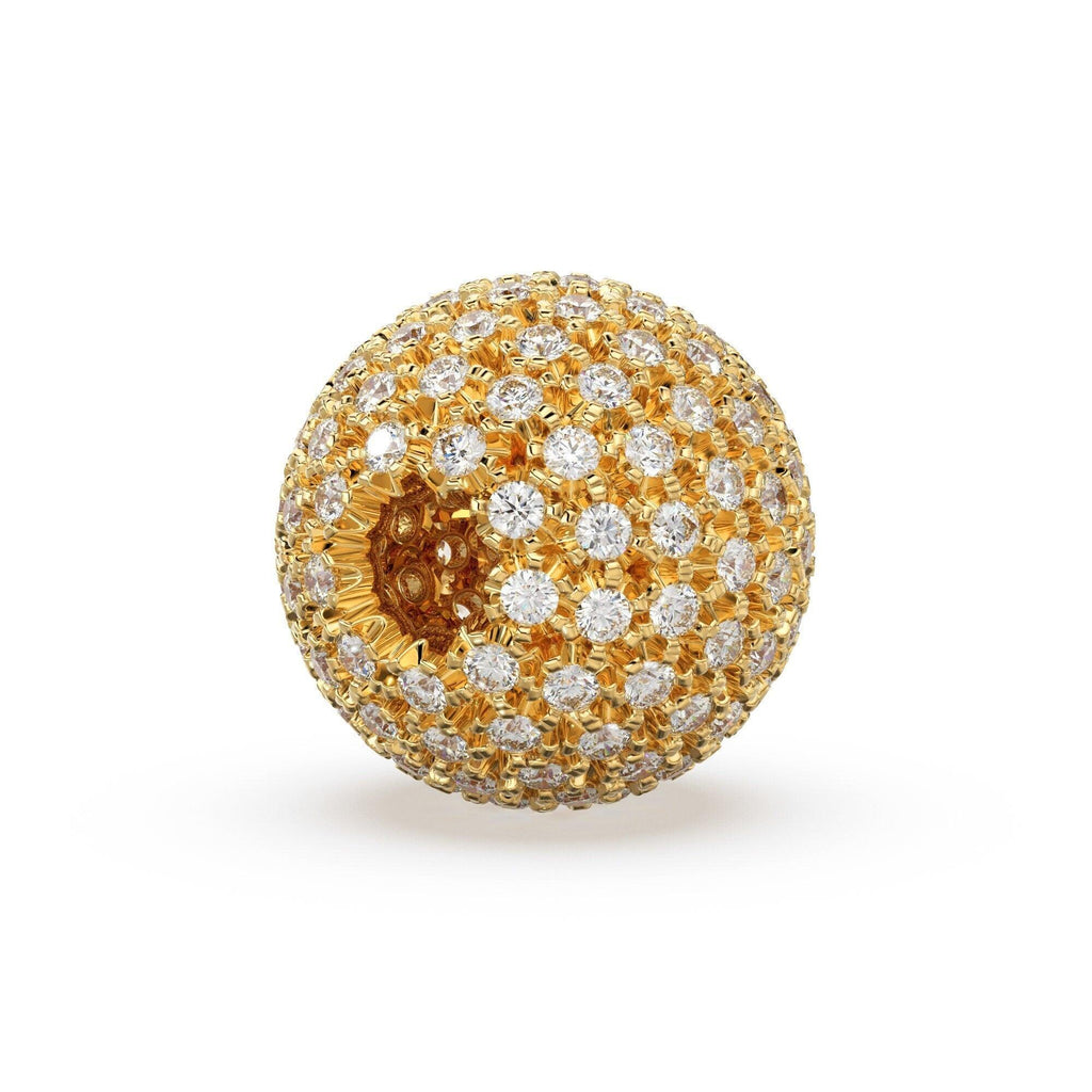 Brilliant Diamond Prong Setting Sphere Spacer / 14k 18k Solid Gold Bead / Diamond Spacer / Sale - Jalvi & Co.