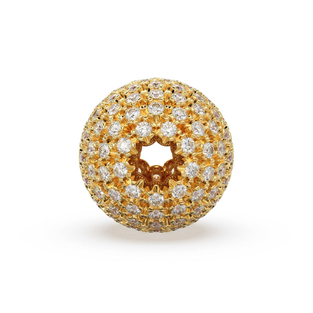 Brilliant Diamond Prong Setting Sphere Spacer / 14k 18k Solid Gold Bead / Diamond Spacer / Sale - Jalvi & Co.