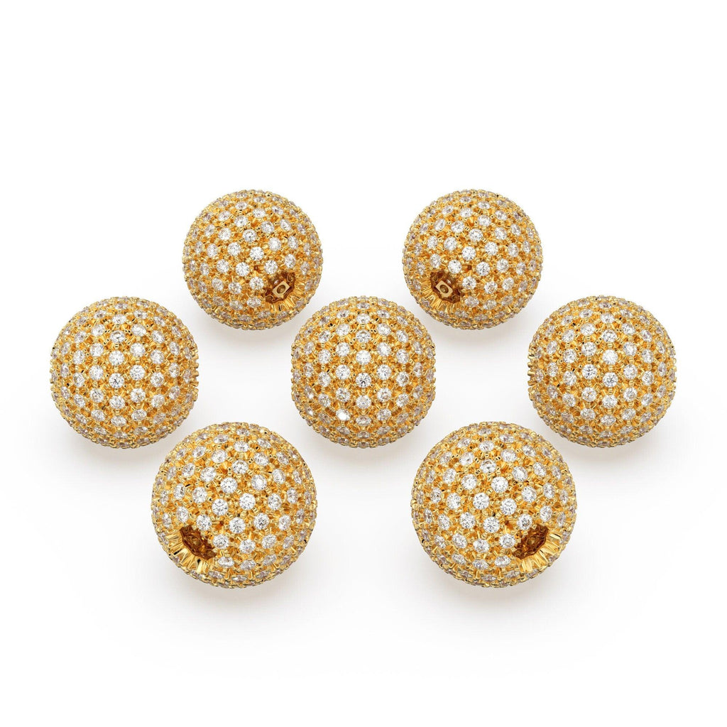 Brilliant Diamond Prong Setting Sphere Spacer / 14k 18k Solid Gold Bead / Diamond Spacer / Sale - Jalvi & Co.