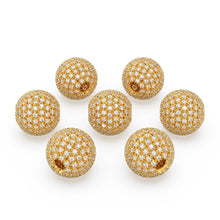 Load image into Gallery viewer, Brilliant Diamond Prong Setting Sphere Spacer / 14k 18k Solid Gold Bead / Diamond Spacer / Sale - Jalvi &amp; Co.