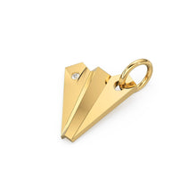 Load image into Gallery viewer, Brilliant Diamond Solid Gold Paper Plane 3D Charm Pendant / 14k 18k Solid Gold Charm / Plane Diamond Charm Pendant / Christmas Sale - Jalvi &amp; Co.