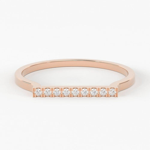 Brilliant Round Diamond Ring / Diamond Bar Ring / 14k Diamond Ring / Women's Diamond Ring - Jalvi & Co.