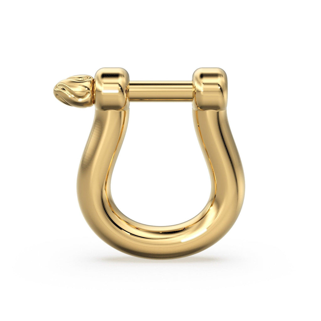 Carabiner Horse Shoe Screw Solid Gold Clasp Charm Holder / Screw Clasp U shape / Oval Clasp / Simple Oval Shaped Clasps - Jalvi & Co.