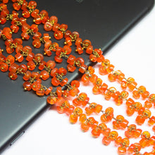 Load image into Gallery viewer, Carnelian Smooth Wheel Beads Gold Plated Brass Metal Grape Link Chain 2 x 14&quot; 5mm - Jalvi &amp; Co.