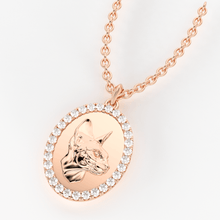 Load image into Gallery viewer, Cat 14k Gold Diamond Necklace / Adorable Kitty Cat Pendant Necklace / 14K Yellow Gold Designer Jewelry Charm / Diamond Pendant in Chain - Jalvi &amp; Co.