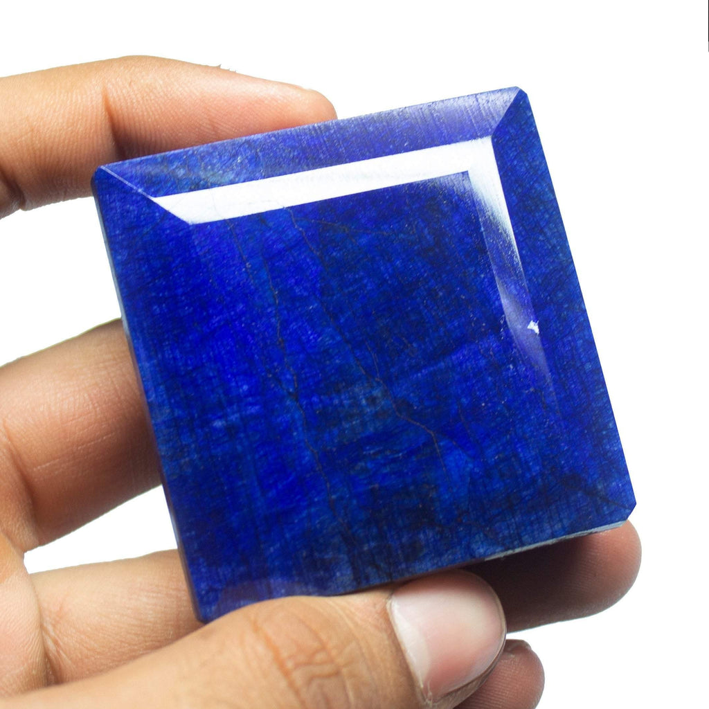 CERTIFIED, 1040ct, 55x53x26mm, Natural Blue Sapphire Square Cut Museum Size Loose Gemstone, Blue Sapphire - Jalvi & Co.