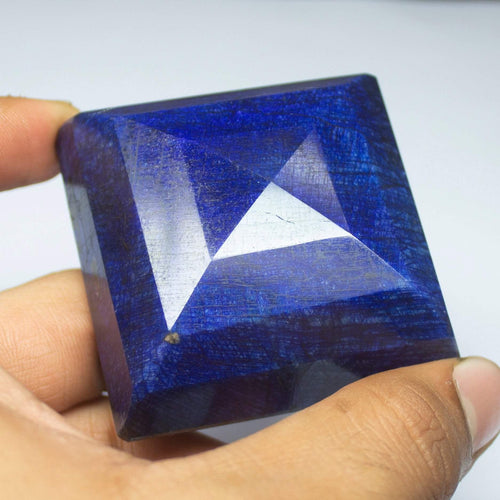 CERTIFIED, 1040ct, 55x53x26mm, Natural Blue Sapphire Square Cut Museum Size Loose Gemstone, Blue Sapphire - Jalvi & Co.