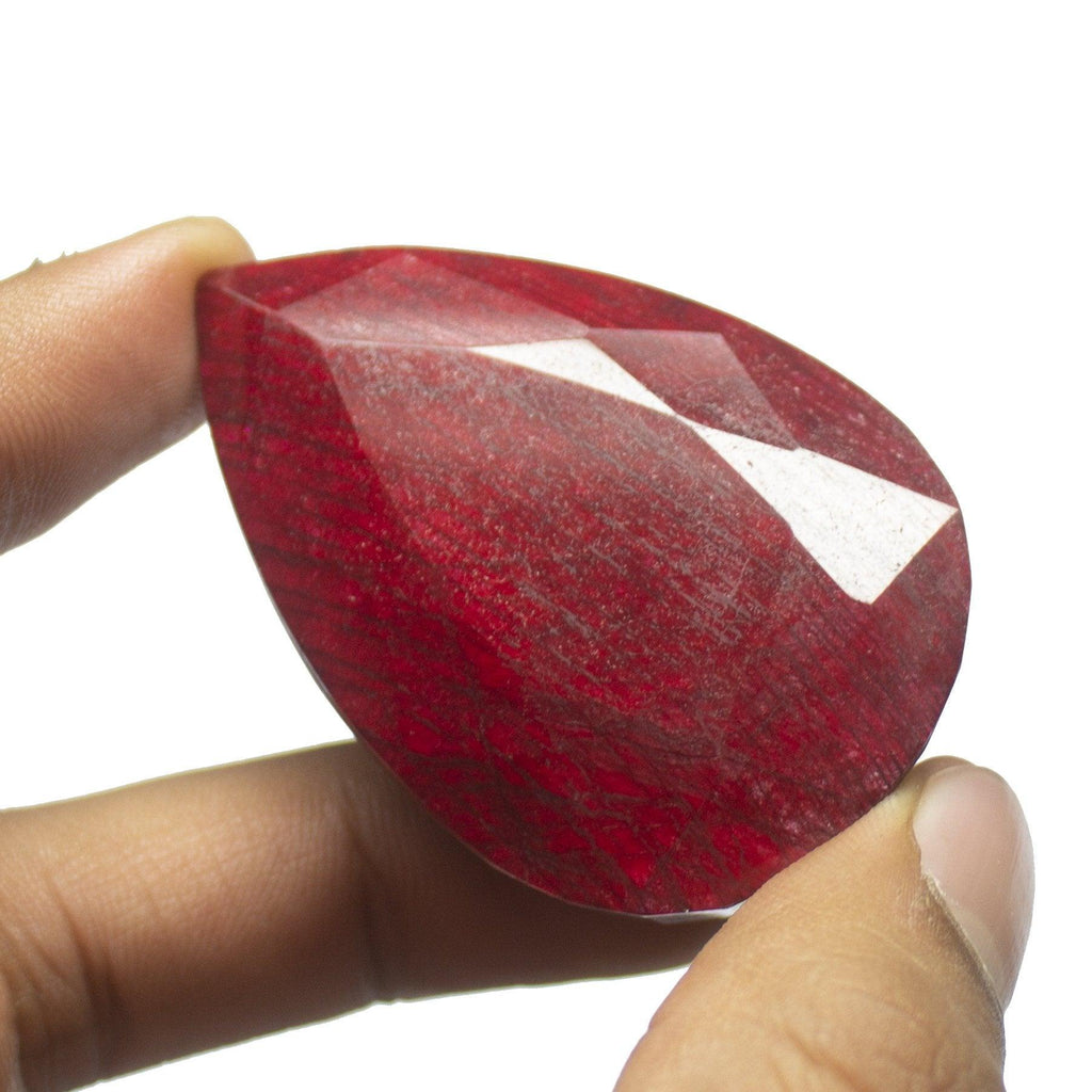 CERTIFIED, 389ct, 55x37x21mm, Natural Blood Red Ruby Pear Cut Museum Size Loose Gemstone, Ruby - Jalvi & Co.